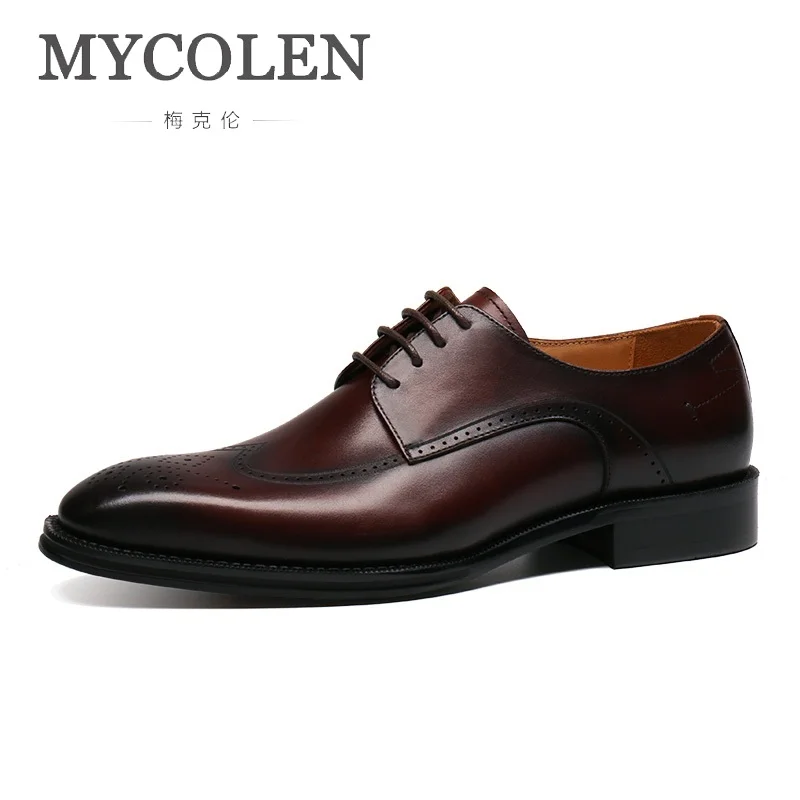 

MYCOLEN The new listing Leather shoes Elegant Men Dress Business Men Shoes Lace-Up Men Wedding Shoes Sapatos Masculino