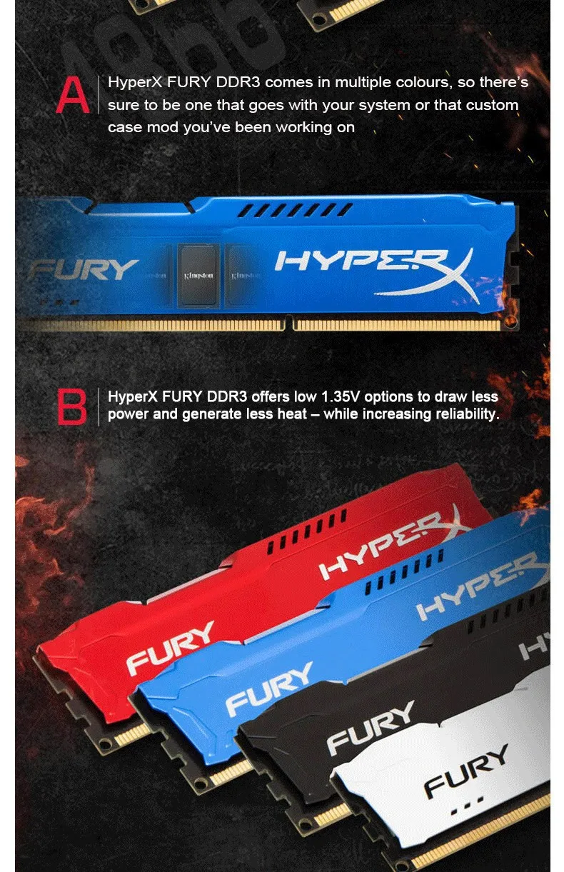 HyperX настольная память FURY DDR3 1866 МГц 8 Гб один модуль ram 1,5 V UDIMM