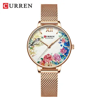 

CURREN 9059 Ladies Wristwatch Top-Brand Clock Bracelet Luxury Mesh Stainless-Steel Female