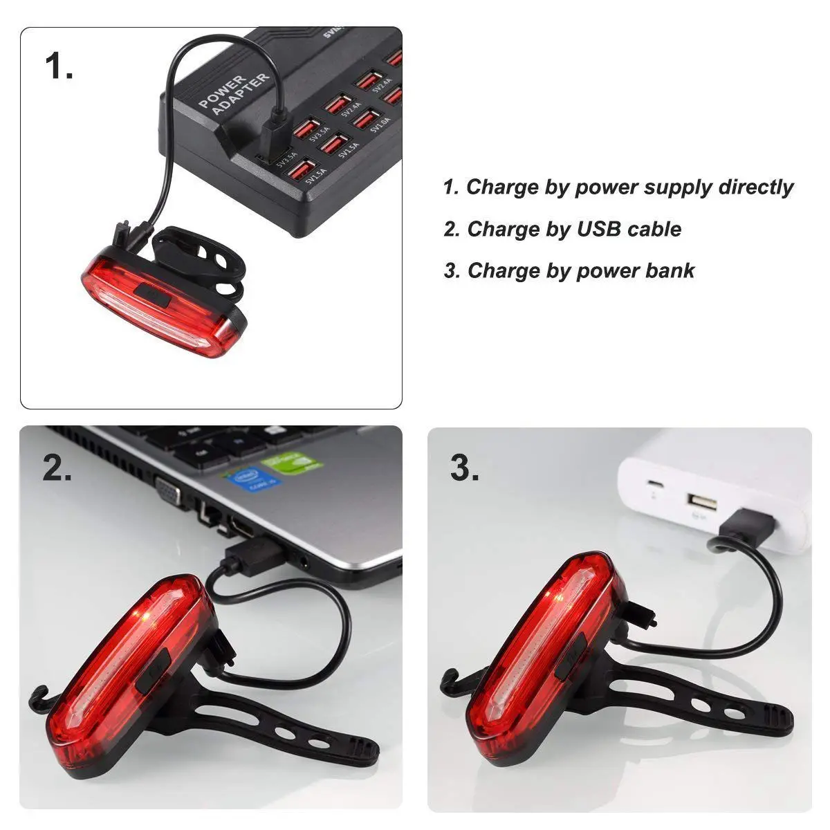 Top Ultra Bright LED Bike Tail Light, USB Rechargeable Bicycle Rear Light, IPX6 Waterproof and Easy Install Helmet Light 5