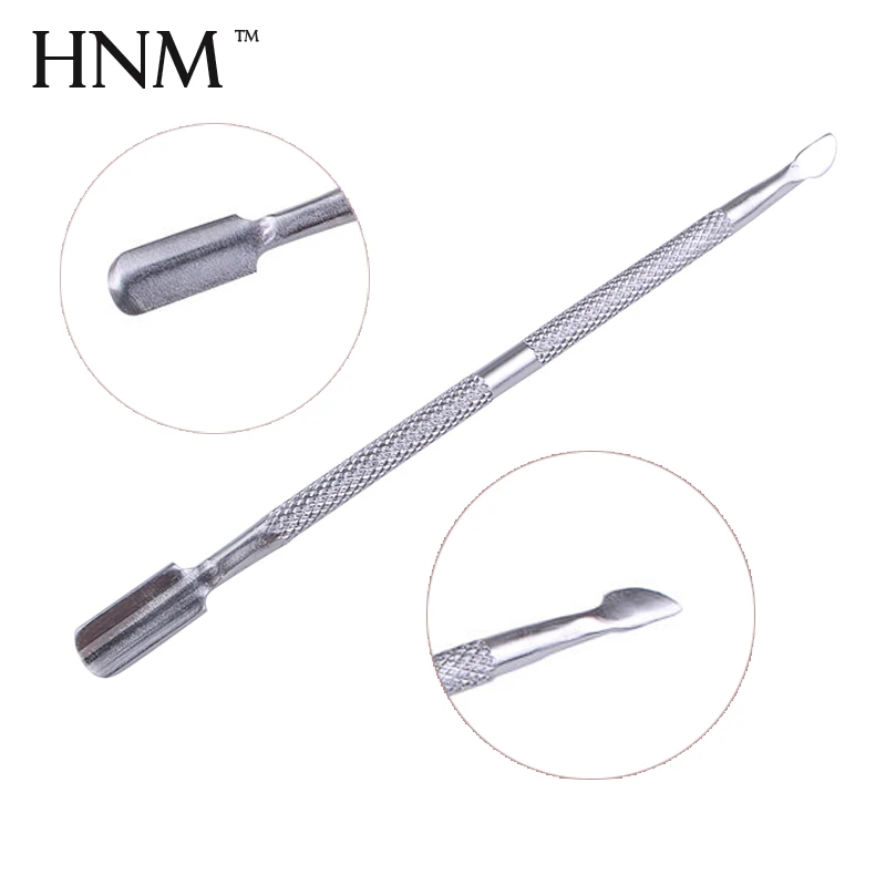 

HNM 1pcs Stainless Steel Cuticle Nail Pusher Spoon Remover Manicure Pedicure Care Sets Cuticle Pushers