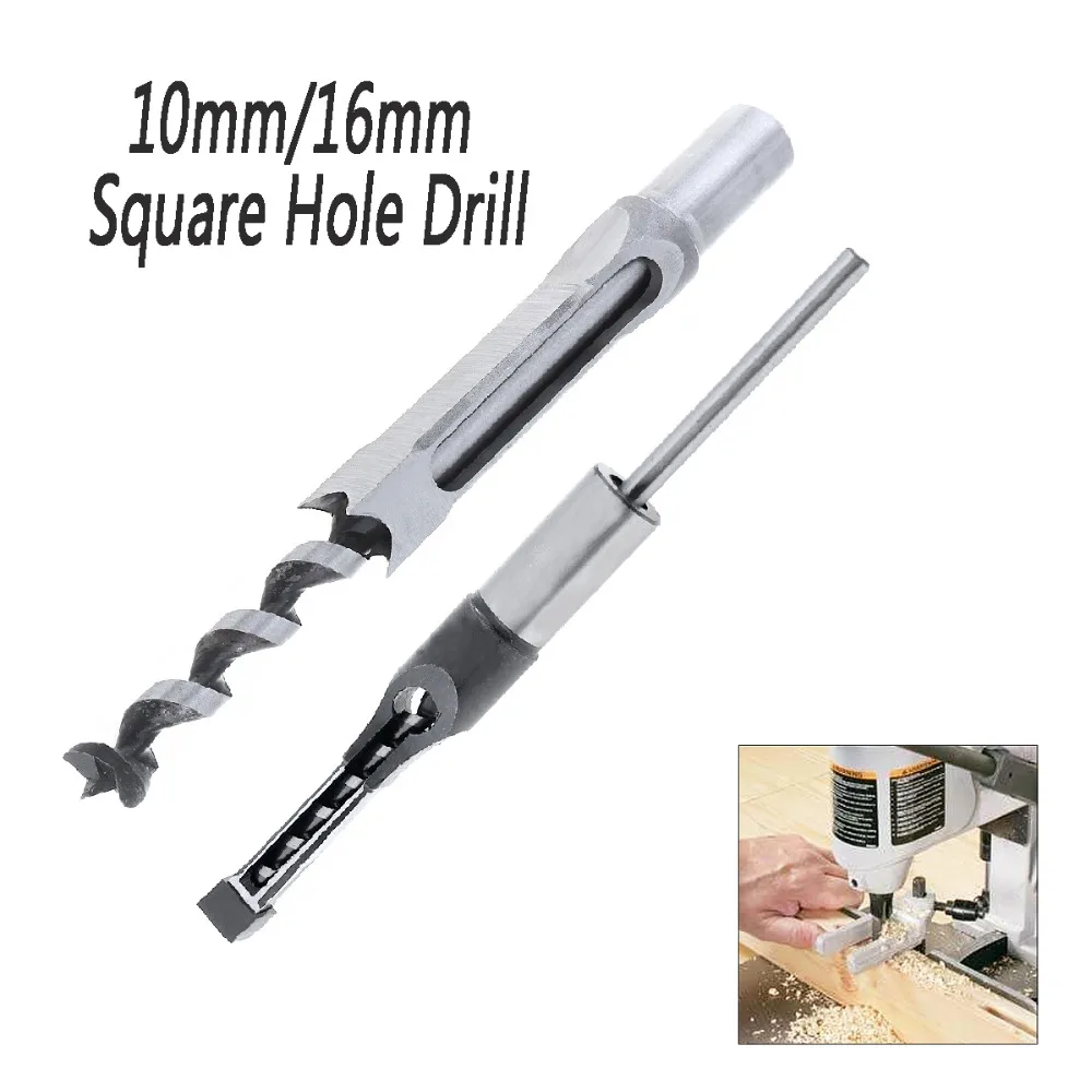 

10mm/16mm Square Hole Mortiser Drill Bit Mortising Chisel Woodworking Electric Drill Tools Mayitr
