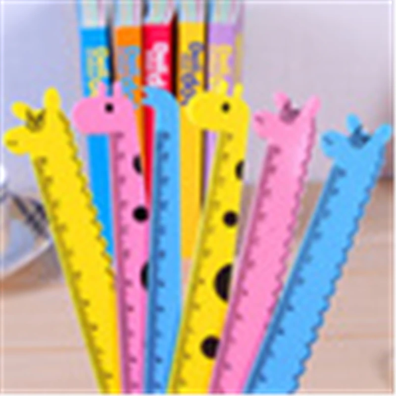 

G509 Korean version of giraffe series PVC cartoon 15cm plastic straight ruler Kawaii stationery cartoon ruler student supplies