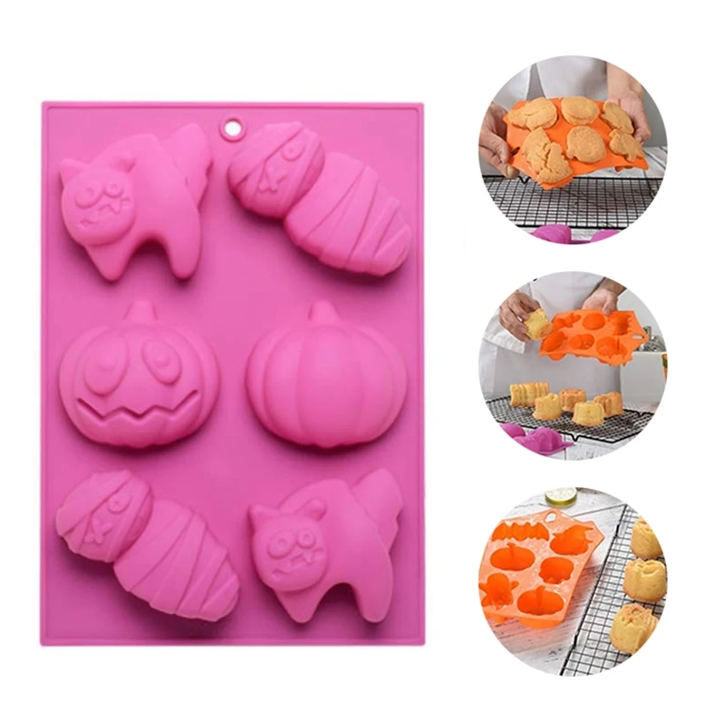 

Halloween Cake Mold Pumpkin Ghost Skull Shape Cookies Chocolate Silicone Molds Kitchen DIY Cake Bake Tools