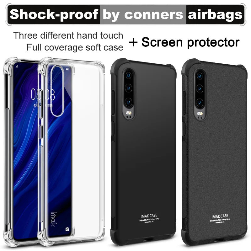 

Imak Full Coverage Shockproof Airbag Soft Case TPU Cover for Huawei P30 Case Matte/Metal Cover