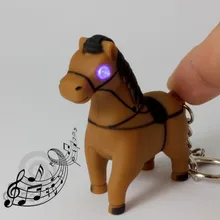 The new design swift horse LED luminous sound light key chain Creative gift pendant cartoon animals LED flashlight wholesale