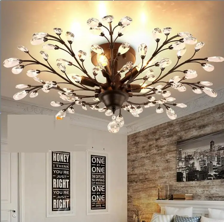 

restaurant entrance study Crystal combination iron crystal ceiling lamp North European art creativebedroom FG711