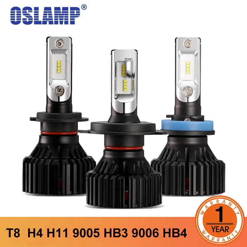 Oslamp Новый T8 серии светодио дный H4 фар H7 H11 9005 9006 светодио дный фара 60 Вт 8000LM автомобиля светодио дный фары лампы светодио дный Light 6500 К 12 В