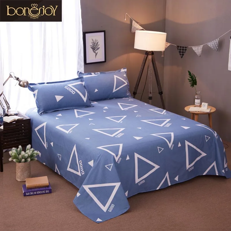 Bonenjoy, комплект постельного белья с наволочкой, размер queen, 3 шт., плоский лист для односпальной кровати, Геометрический стиль, двойные простыни для постельного белья