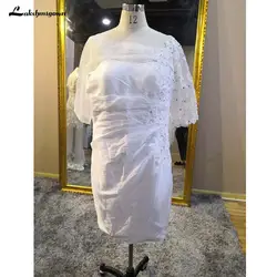 В наличии сделка с плюс размер белый мать невесты платье длиной до колена Короткие Кружева женское вечернее платье свадебное платье для