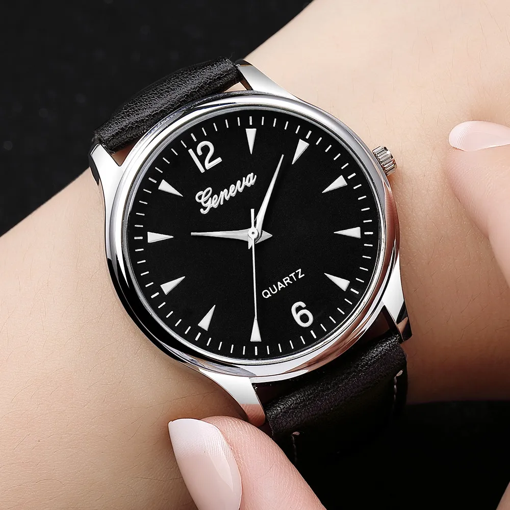 

Man Watch Luxury Fashion Stylish Faux Leather Blue Ray Glass Quartz Analog heren horloge Watches Mens 2019 erkek kol saati