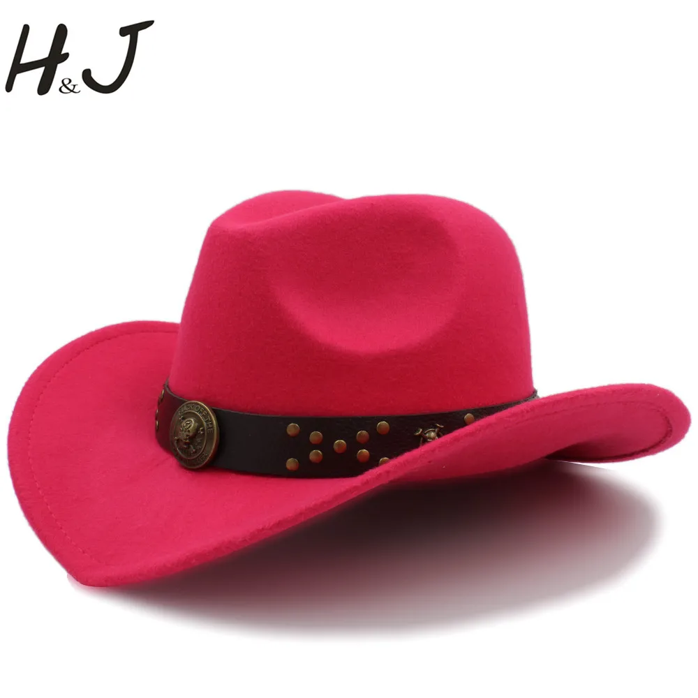 Classic Women Wool Chapeu Western Cowboy Hat Winter Autumn Lady Queen