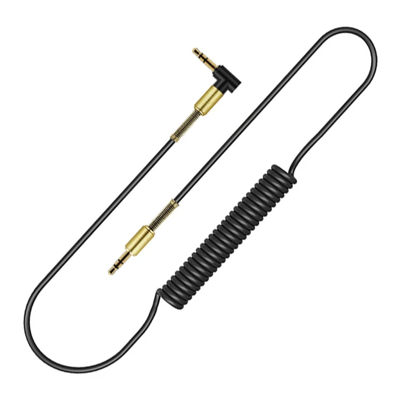 

1PC 3.5mm Male To Male 90 Degree Angle Audio Aux Spring Cable For Car Stereo MP3 PC