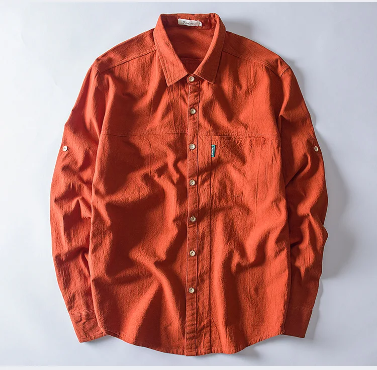 

2018 new arrivals Men's turn down collar long sleeve shirt with pocket white blue red casual shirts men hongkong style shirt men