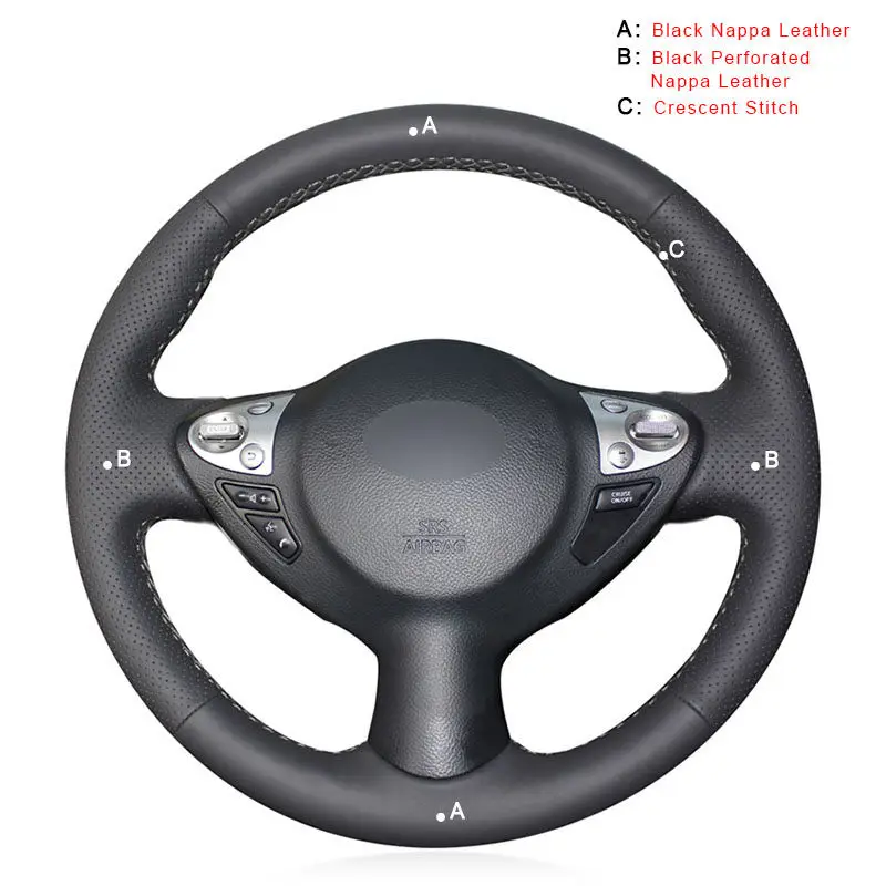 Авто оплетка на руль для Infiniti FX FX35 FX37 FX50 QX70- Nissan Juke Maxima Sentra SV кожаный автомобиль - Название цвета: Nappa Leather