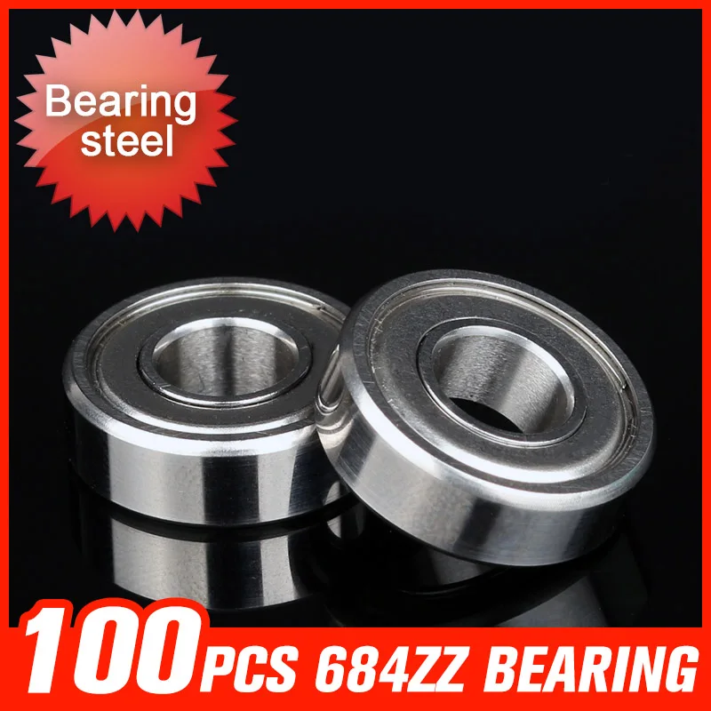 100pcs 684ZZ Bearing 9x4x4mm Metal Seal Cover Bearings For Construction