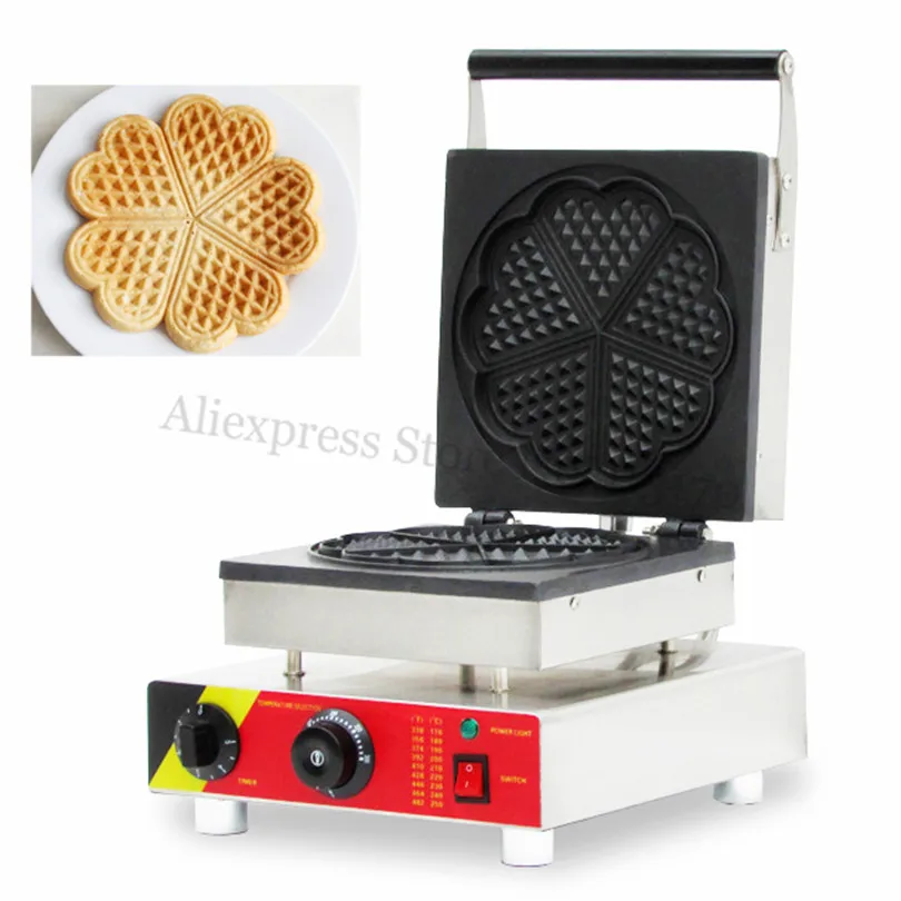 Heart shape Waffle Machine Stainless Steel Waffle Maker with 5pcs Heart