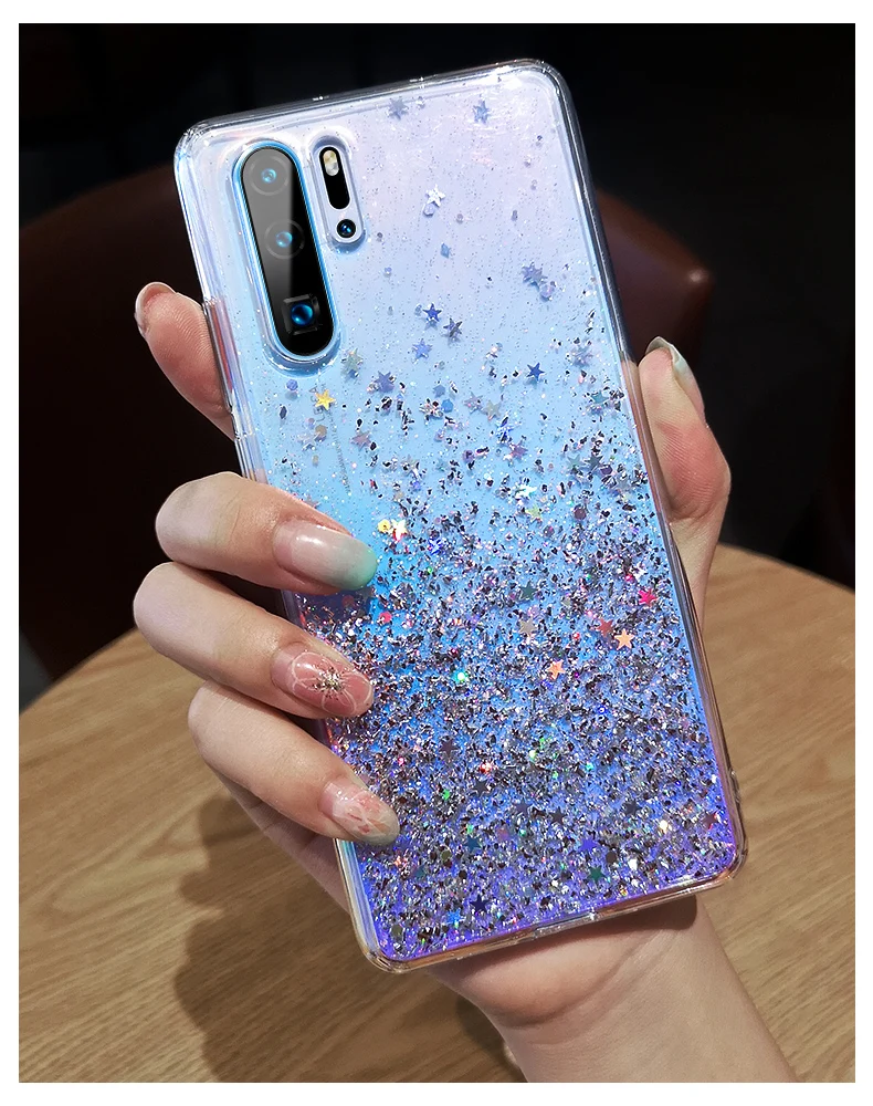 Bling Glitter Case for Huawei P20 Lite P30 Silicon Crystal Sequins Soft Cover for Huawei P30 Lite P20 Pro Transparent Phone Case