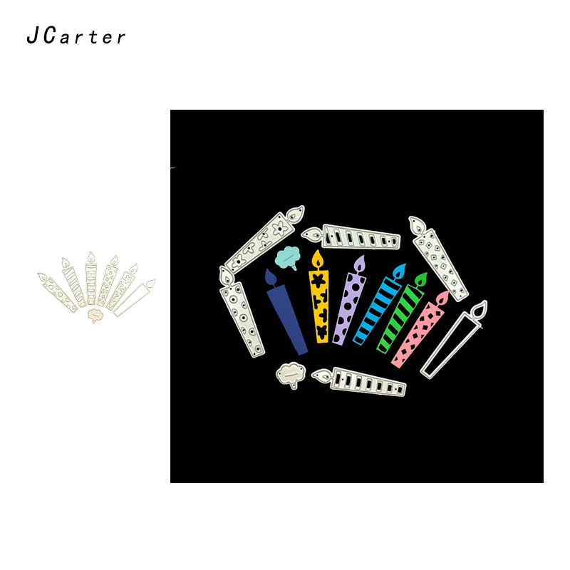 

JC 2019 Metal Cutting Dies Craft Cut Die Stencil 6pcs Party Candle Shape Scrapbook DIY Handmade Album Paper Crafts Decor Dies