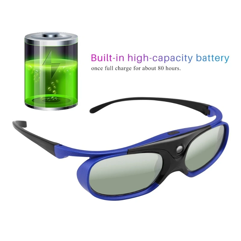 2Pcs Active Shutter Rechargeable 3D Dlp Glasses Support 144Hz for Xgimi Z3/Z4/Z6/H1/H2 Nuts G1/P2 Benq Acer&Dlp Link Projecto