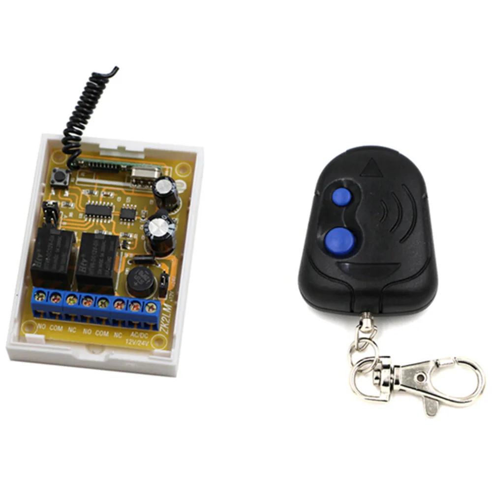 

DC12V 24V 2Channel Wireless Remote Control Lighting Switch Receiver with 2 Buttons Transmitter for Gate Electric Doors Shutters