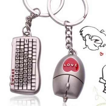 

(20 pairs/lot) Party Gift Sweet Couple Computer Mouse Keyboard Keychain Metal Key Ring Valentine's Day Wedding Favors KC007