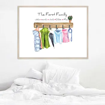 

Custom Family Print Gift Personalised Poster Coats Wall Art Canvas Painting Warm Overcoat Wall Pictures For Living Room Decor