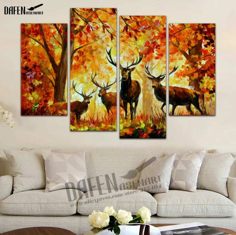 Sunset Oil Paintings, Deer paintings, Animal Art, Nature Art Paintings