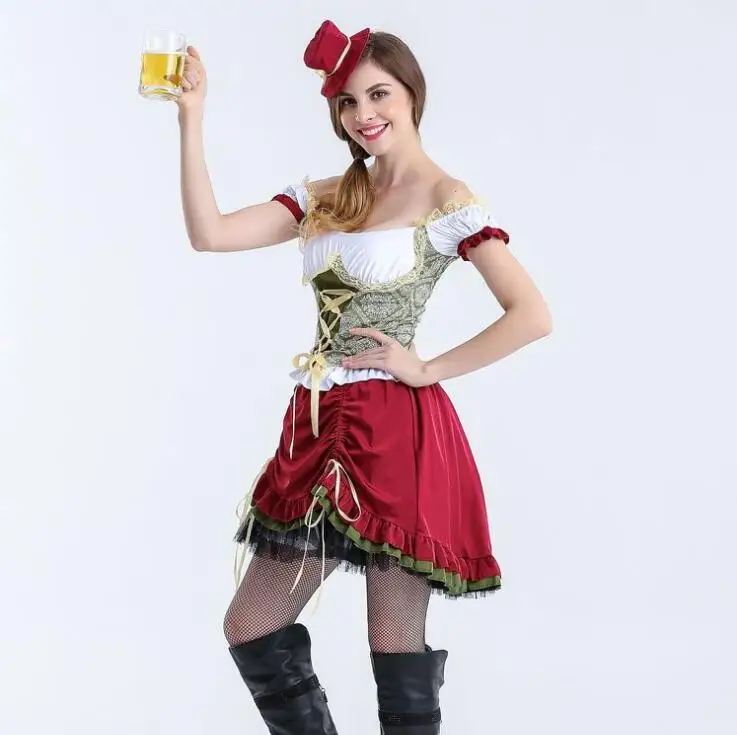 Вечерние костюмы для хеллоуина для женщин, платье Октоберфест, немецкая Баварская Этническая трахтеновая пивная костюм дирндль