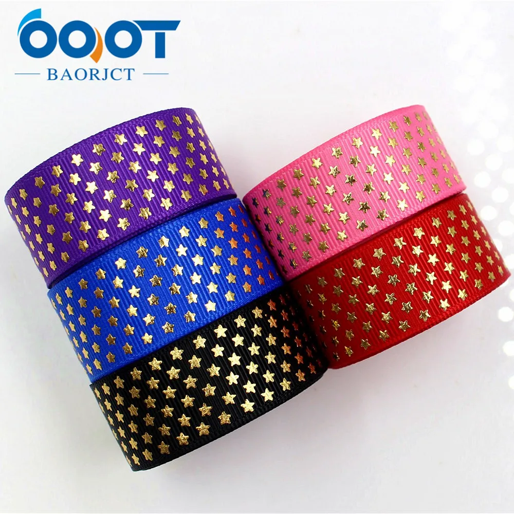 

OOOT BAORJCT 176307 22mm 10yard Star Ribbons Thermal transfer Printed grosgrain Wedding Accessories DIY handmade material