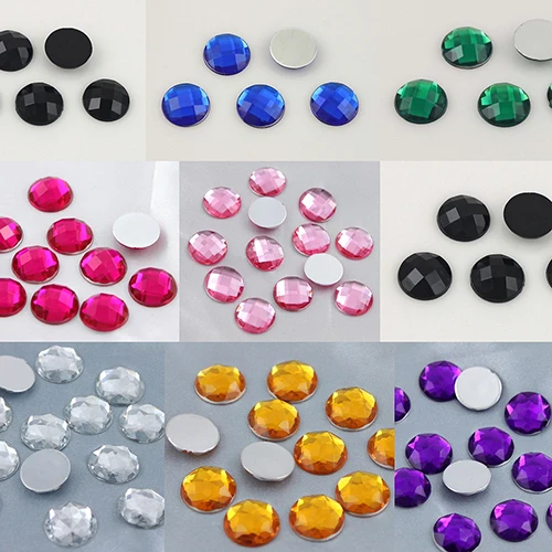 

100Pcs Sparkling Loose Flatback Acrylic Rhinestones Round 12mm DIY Craft Beads