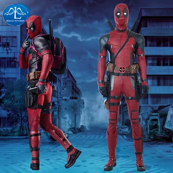 

Manluyunxiao Deadpool Costume Halloween Deadpool Cosplay For Men Red Jumpsuit With Boots Custom Made Deadpool Cosplay Costume