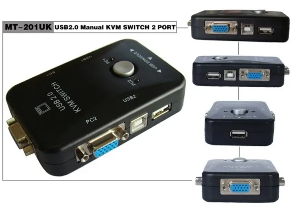 KVM switch 2 port USB 2 manually input and 1 output VGA switch MT-201UK