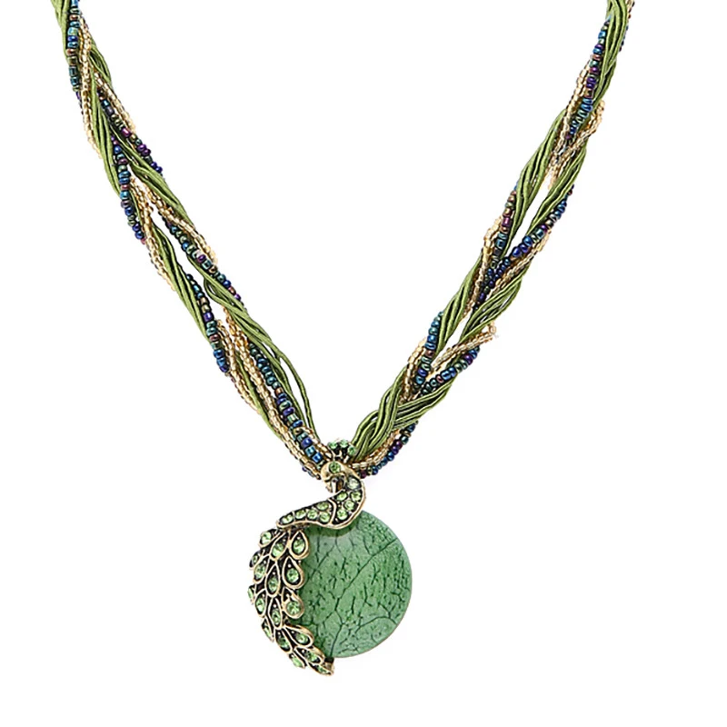 

Multi Color natural crystal stone pendant necklace fashion peacock pendant necklace for women jewelry gifts Wholesale Lots Bulk