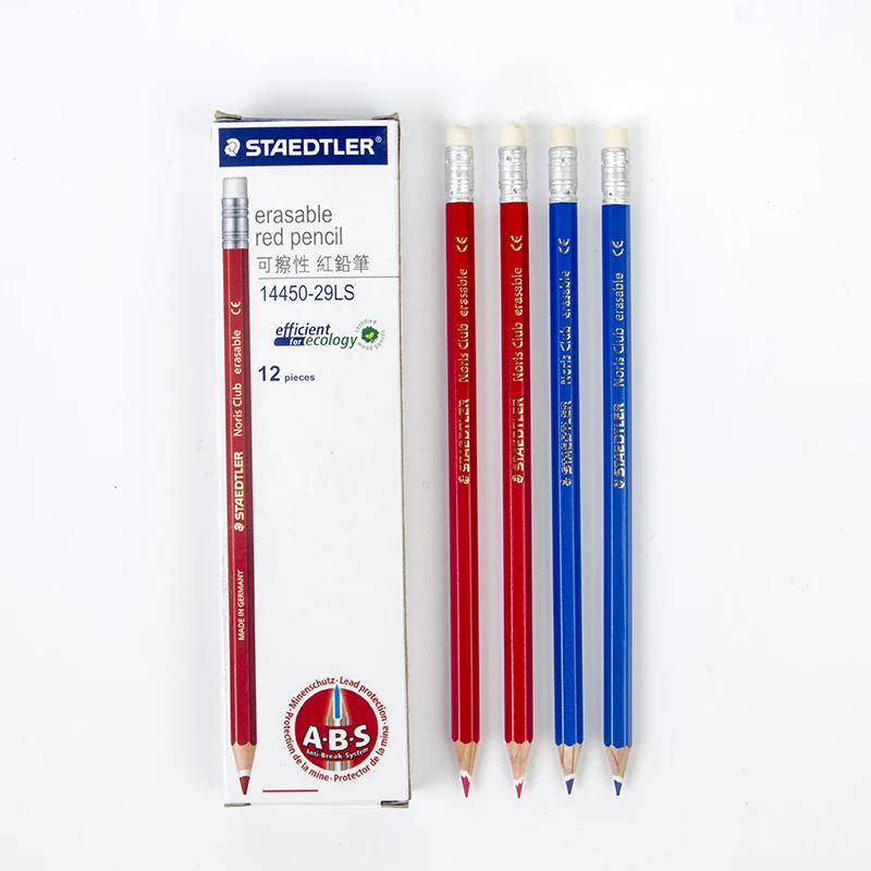 6Pcs Staedtler Noris Club 144 50 Colored pencils erasable Red/Blue