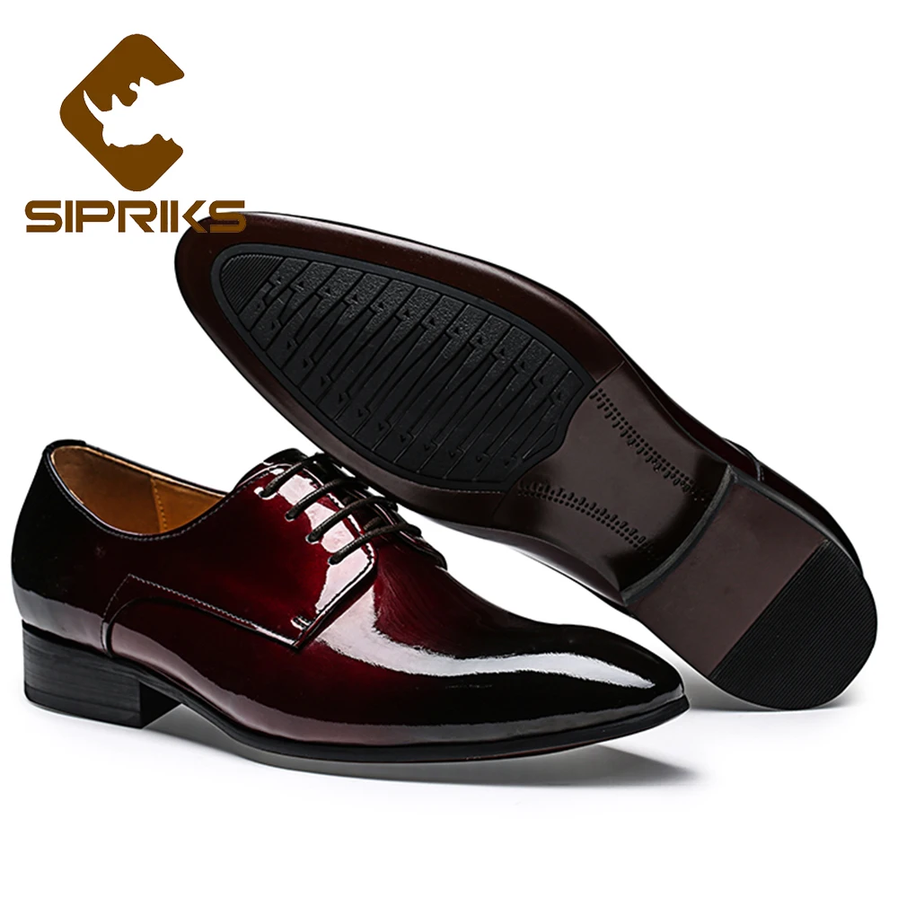 mens burgundy patent leather shoes