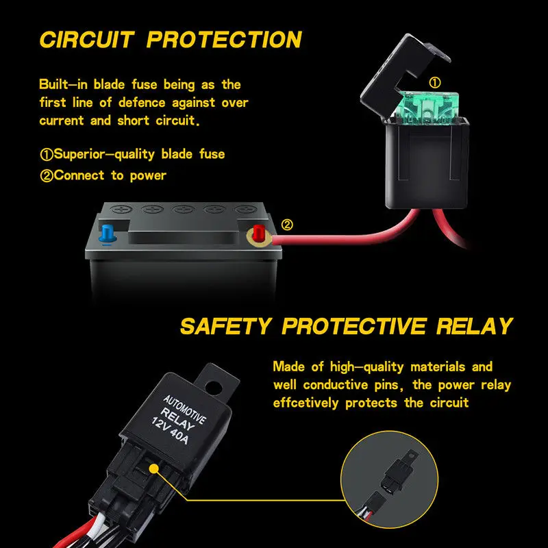 Светодиодный оплетка для проводов 2 способа DT комплект фары дальнего света Plug& Play 40A для внедорожный светодиодный бары светодиодный Рабочий СВЕТОДИОДНЫЙ фонарь вездеходы