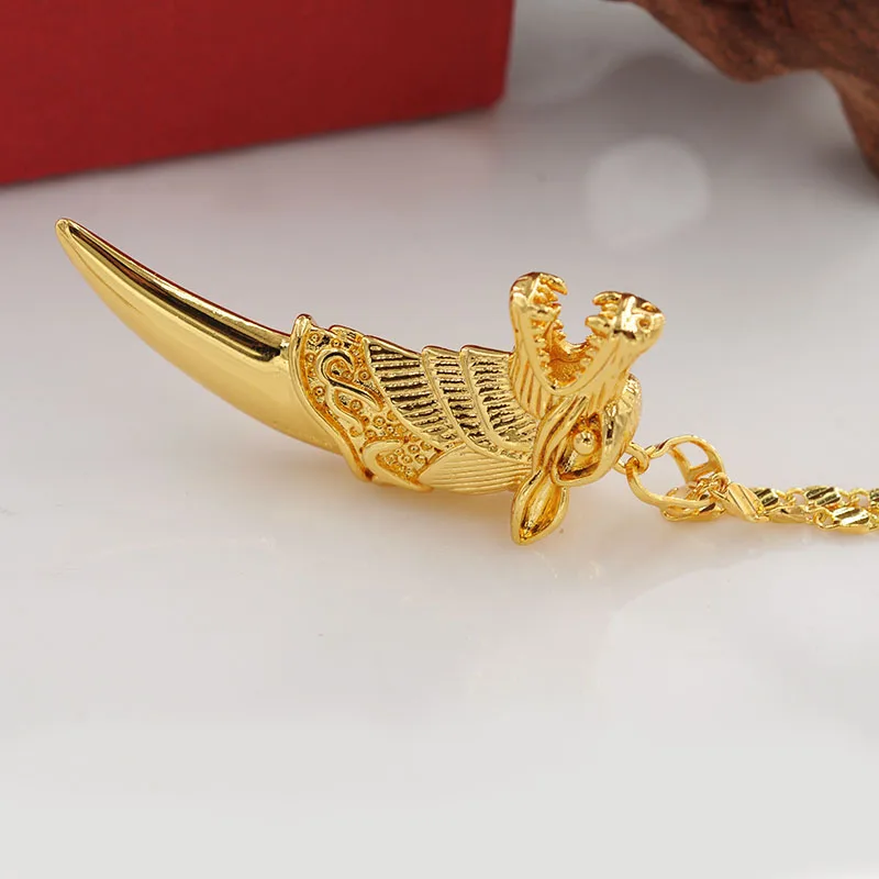Mens Wolf Tooth Pendant Necklace 60CM For Male Fashion Copper Jewelry