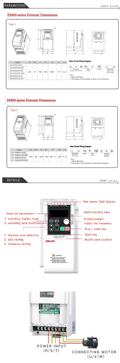 DELIXI 220V 1.5KW/2.2KW однофазный вход трехфазный инвертор выходной частоты конвертер для мотора Скорость контроллер диски