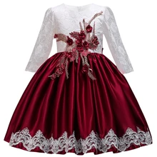 Высокое качество платье с вышивкой для девочек, платье принцессы элегантная детская Платья для девочек, одежда Вечерние свадебное платье на возраст 2, 3, 4, 10 лет