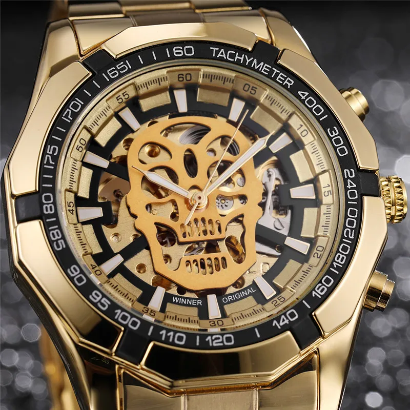 Relogio masculino, победитель, мужские часы, Топ бренд, роскошные, спортивные, автоматические, механические, наручные часы, модные, скелет, череп, мужские часы, 0651
