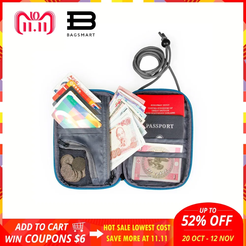 Security Neck Wallet Artofugi Ru - bagsmart travel neck passport cover over security credit id card holder cash wallet purse organizer bag