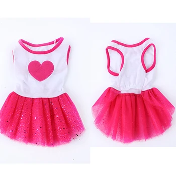 

Dog Heart Print Tutu Dress Lace Skirt Cute Pet Cat Princess Clothes Party Dress HH1 AA