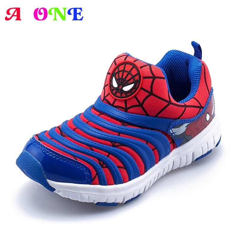 Spring Fall cartoon spider man captain baby boys sneakers for kids skate shoes children fashion Caterpillar shoes 2~13 yrs - Цвет: Синий