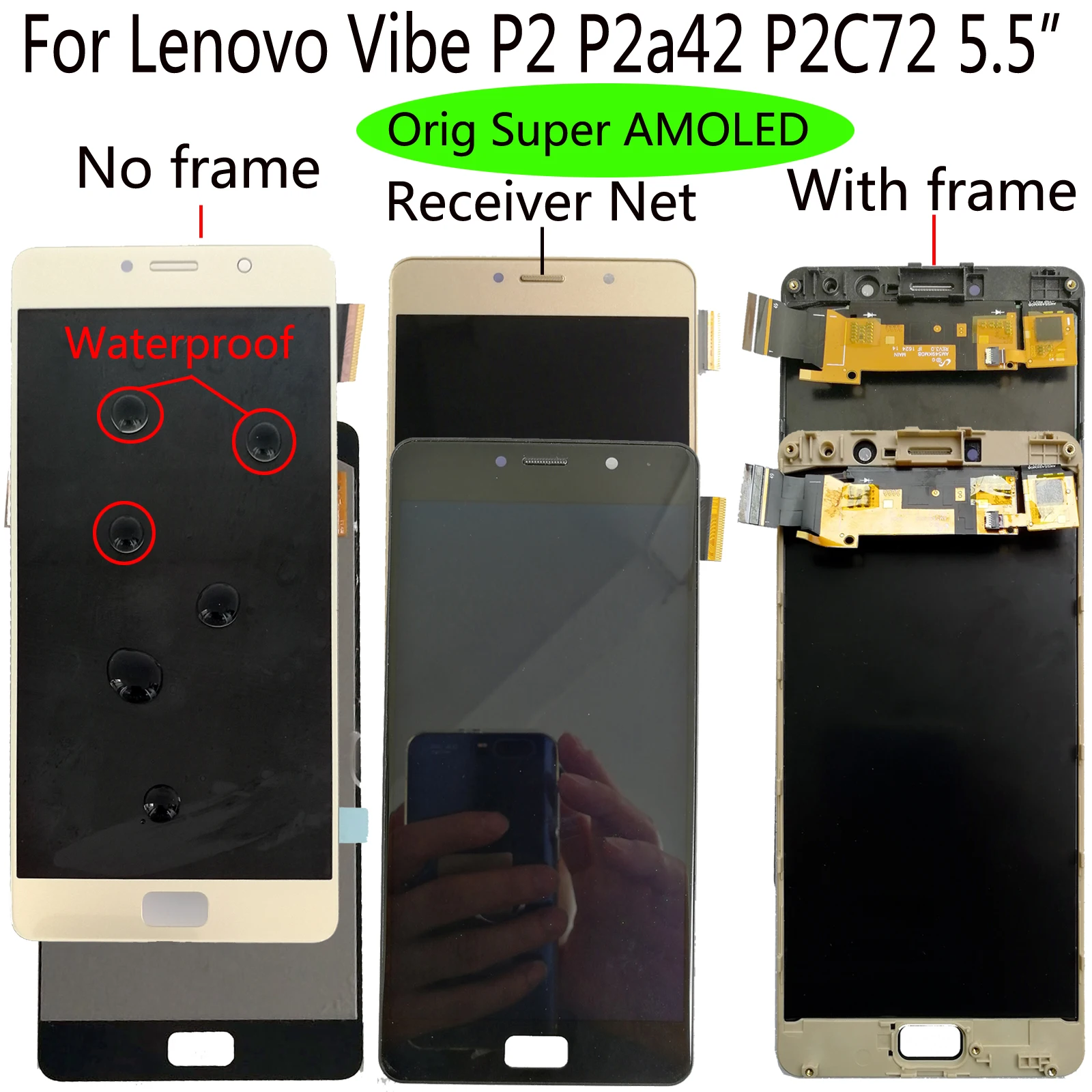 Shyueda Original Super AMOLED 5.5" LCD For Lenovo Vibe P2 P2c72 P2a42 LCD Display Touch Screen Digitizer With frame tools