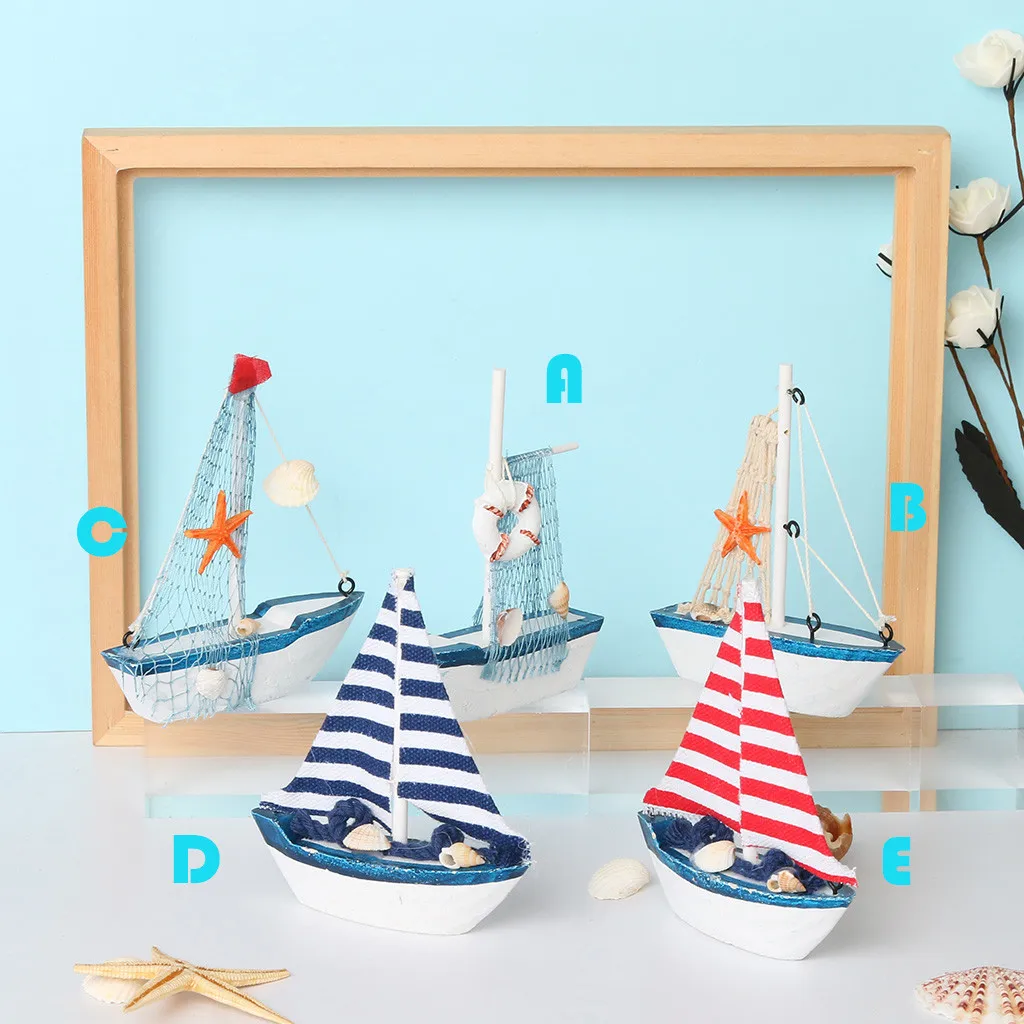 

Marine Theme Wooden Sails Model Ornaments Home Decor Resin Crafts Photo Prop Sailing Model Assembled Wooden Kit DIY