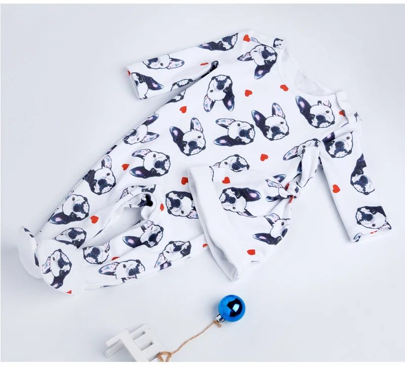 Baby Jumpsuit Cotton Baby Overalls Bulldog Long Sleeve Rompers Clothing Cotton Dog Anima 2022New Autumn/Winter Newborn Girl Boy Jumpsuit hat Cute Infant Baby Girls Romper