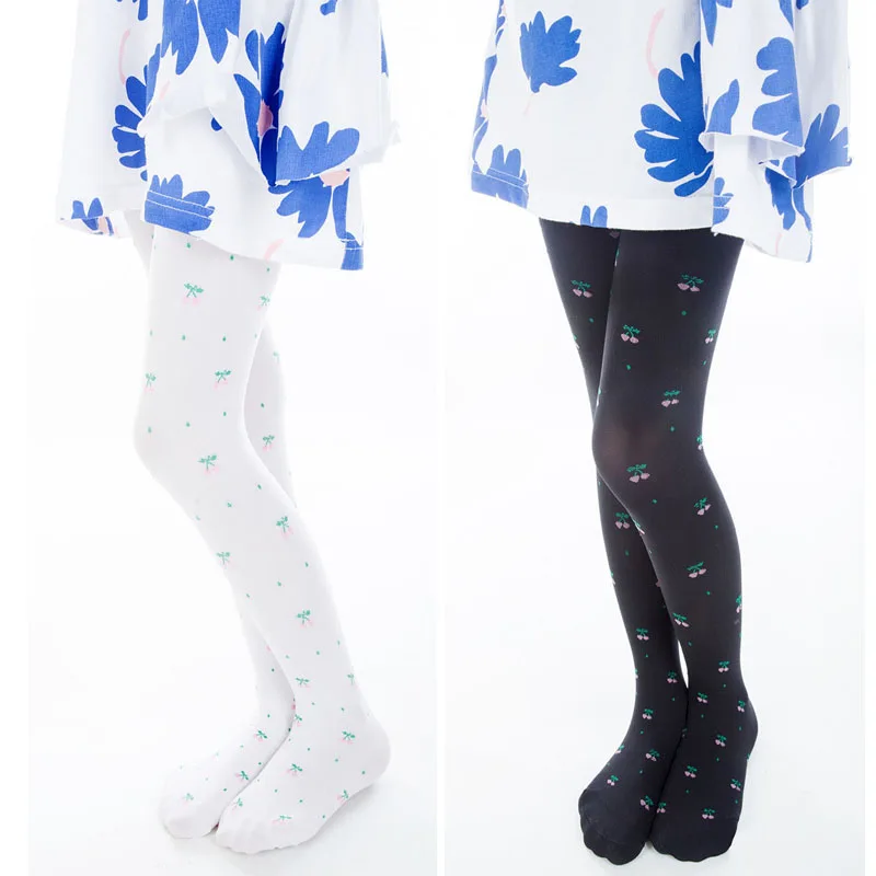 Summer Baby Girls Stockings Tights Cute Cherry Pattern 60d Velvet