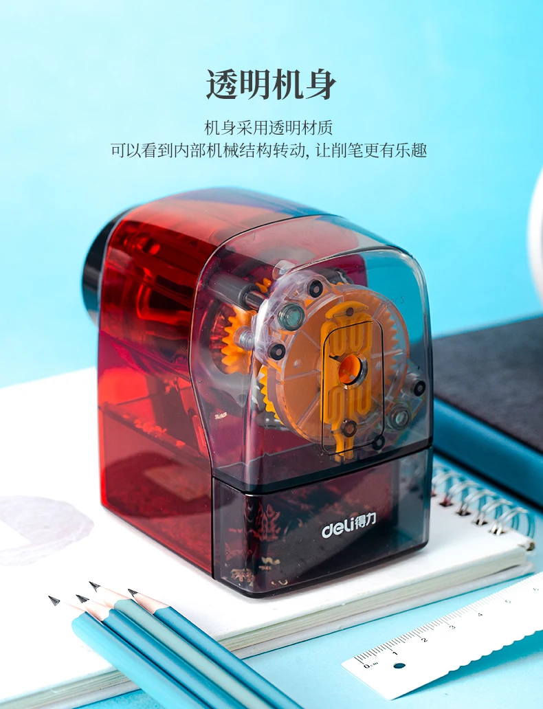 Apontador de Mão Papelaria de Volta à Escola Deli Lápis Caneta Automática no Corpo Transparente Pode Cortar Cor Chumbo 71152 9 cor chumbo papelaria de volta à escola