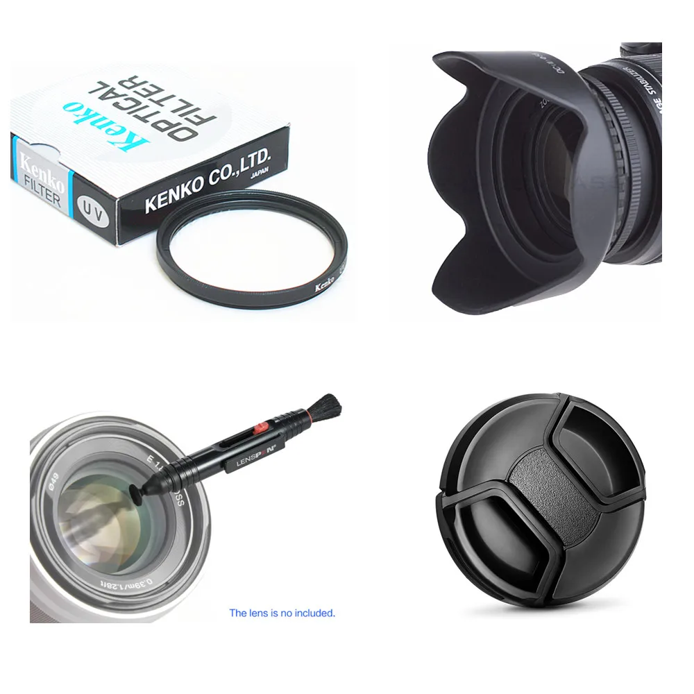 46mm UV Filter + Lens Hood + Lens Cap + Lenspen for Panasonic Lumix DMC